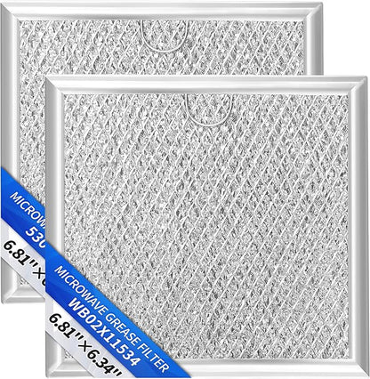 6.81" x 6.34" Microwave Grease Filter, Oven Replacement for WB02X11534, DE63-00666A, Aluminum Mesh Grease Multi-layer Vent Filter 2-Pack