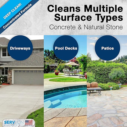 Concrete Cleaner (Concentrated Formula) Grout Stone Cleaner Water-Based Commercial Grade Outdoor Indoor Oil Stain Remover for Driveways Pavers Patios (1 Gallon) H2600