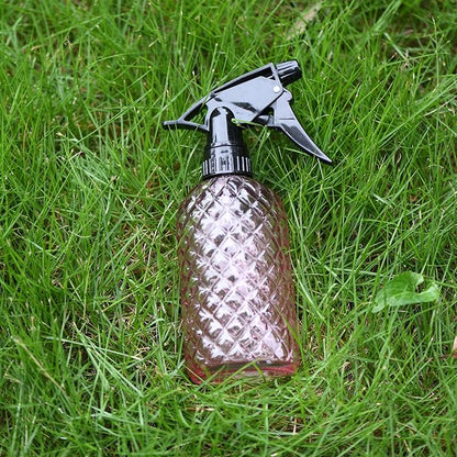 Glass Handheld Spray Bottle - 12oz Refillable Bottle ，Adjustable Nozzle Watering Can for Garden Plants Cleaning Solutions (Pink)