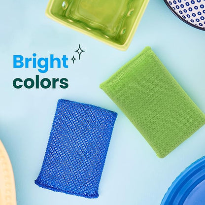 Scotch-Brite Blooms Dobie Scrubbing Pad, Non-Scratch Kitchen Sponge for Cleaning Dishes, Appliances, and Bathrooms, Raindrop Blue Dish Sponge that Dries Fast, 2 Pack