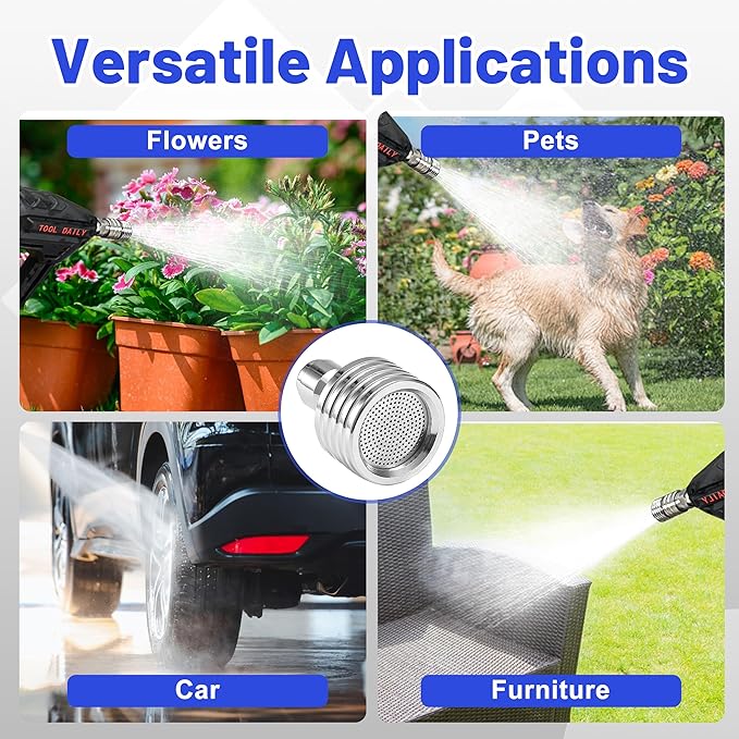 Tool Daily Pressure Washer Nozzle Tips for Soft Wash, Shower Nozzle for Pressure Washing with 1/4” Quick Connector, Stainless Steel Power Washer Shower Sprinkler for Car Washing and Gardening, 2 Pack