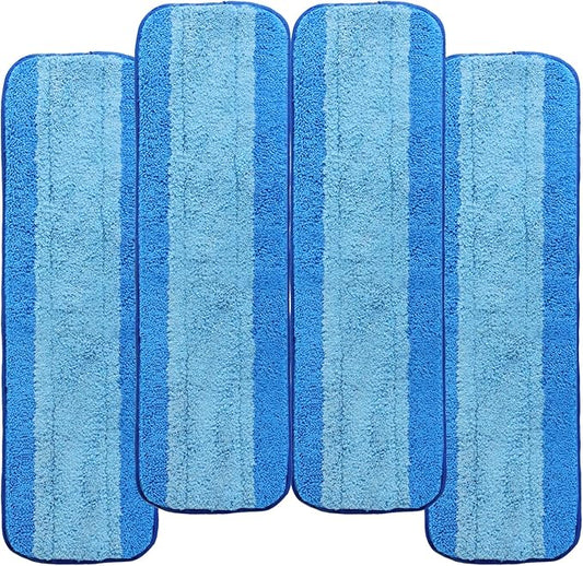 4 Pack Microfiber Cleaning Pads Compatible with Bona Mop, Reusable Microfiber Mop Pads for 18 Inch Mop, Hardwood Floor Replacement Cleaning Mop Pads, Machine Washes
