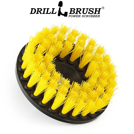 Threaded 5-inch Scrubber - All Purpose Cleaning Supplies - Scrub Brush fits Electric, Pneumatic DA Rotary Polishers - Bathroom Rugs - Cleans Carpet - Floor Scrubber - Shower Cleaner - Grout Cleaner