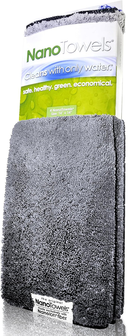 Life Miracle Nano Towels - The Amazing Eco Cloth That Cleans Virtually Any Surface with Only Water. No More Paper Towels Or Toxic Chemicals. 4-Pack (14x14, Grey)