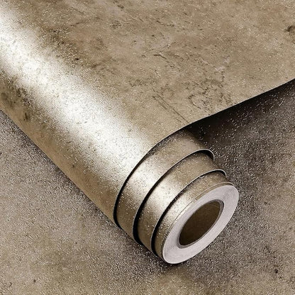 FunStick Brown Concrete Wallpaper Peel and Stick Textured Grunge Metallic Accent Wall Paper for Bedroom Bathroom Self Adhesive Removable Concrete Contact Paper for Walls Countertops Waterproof 15.8x80