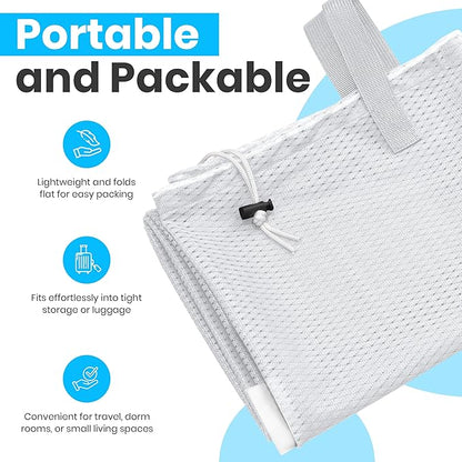 Handy Laundry Mesh Laundry Bags 24 x 36 Inches, 2-Pack - Extra Large Heavy Duty Bag with Handles & Shoulder Strap, Breathable, Machine Washable for Dorm, Travel, Bedding & Storage - White