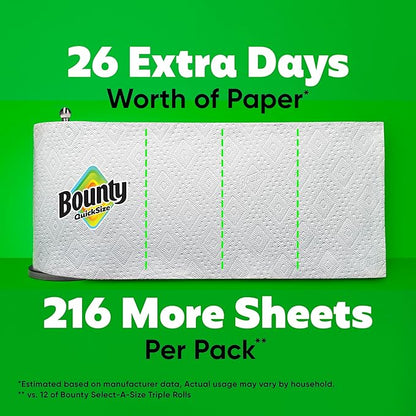 Bounty Quick-Size Paper Towels, White, 12 Family Triple = 40 Regular Rolls