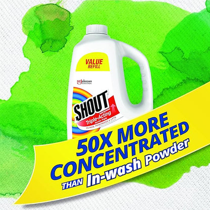 Shout Active Enzyme Laundry Stain Remover Spray for Clothes, Triple-Acting Formula Clings, Penetrates, and Lifts Tough & Everyday Stains - Prewash Refill 60oz (Pack of 2)