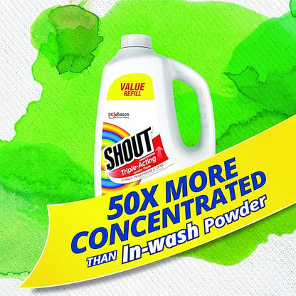Shout Active Enzyme Laundry Stain Remover Spray for Clothes, Triple-Acting Formula Clings, Penetrates, and Lifts Tough & Everyday Stains - Prewash Refill 60oz (1.7L)