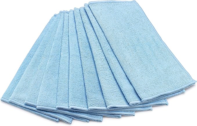 Zflow Microfiber Dish Cleaning Cloth in Blue - Dish Rags Kitchen Cleaning Cloths with Poly Scour Mesh Scrubbing Side - 10 Pack 12"x12"…