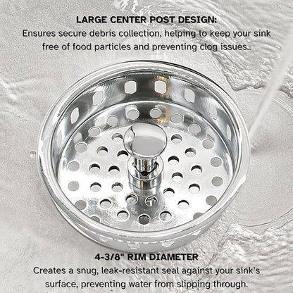 Westbrass A214-05 3-1/2" Post Style Large Kitchen Sink Basket Strainer, Polished Nickel