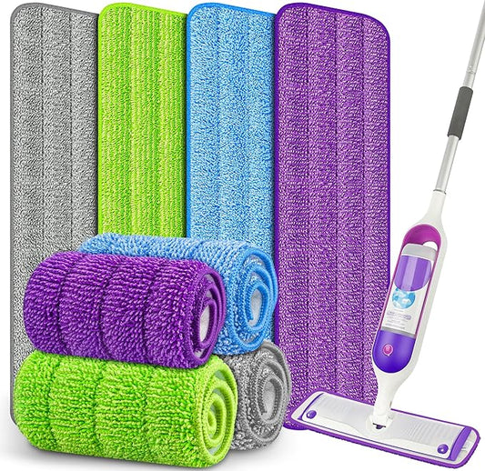 8 Pack Reusable Mop Pads for Swiffer PowerMop, Power Mop Pads 15'' Microfiber Refills for Hardwood Floor Cleaning, Machine Washable Dry Wet Use for All Floor Types