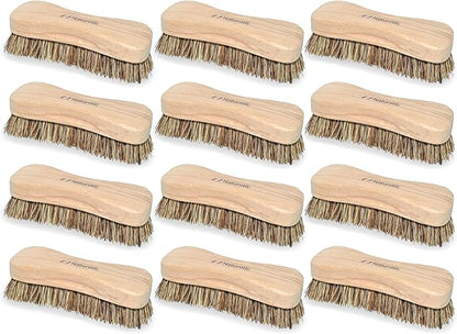 All-Natural Wooden Scrub Brush | Wooden Handle | Palmyra Bristle Brush for Cleaning | Eco Friendly Cleaning Products | Pack of 12