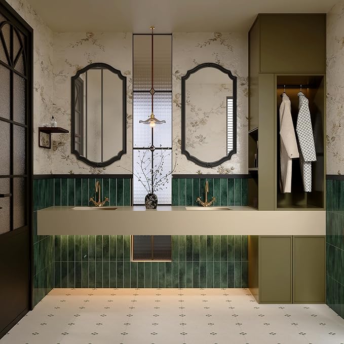COLAMO Luxury Green Peel and Stick Tiles, Self Adhesive Glossy Tile, Brick Mosaic Tile Stick on Backsplash for Kitchen, Bathroom, RV, Laundry, Accent Wall(Sample)