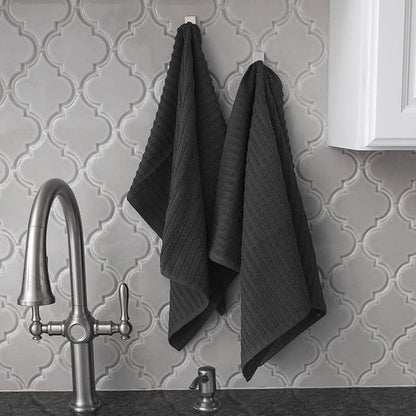 Ritz Royale Collection 100% Combed Terry Cotton, Highly Absorbent, Oversized Kitchen Towel Set, 28" x 18", 2-Pack, Solid, Graphite