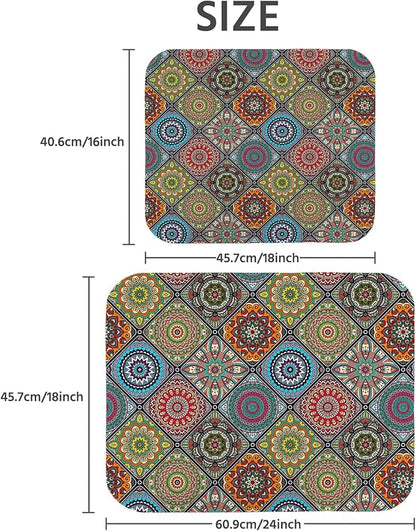 Dish Drying Mat for Kitchen Counter 18x24 Inch, Super Absorbent Dish Drainer Mat, Decorative Microfiber Dishes Drying Pad-Large(Plaid Boho)