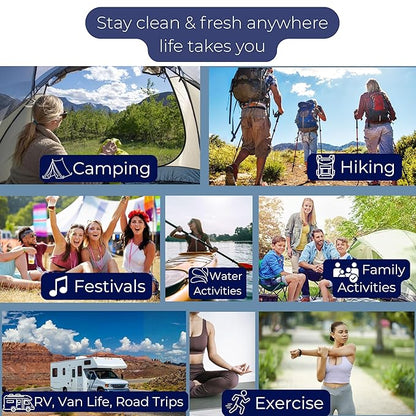PRISTINE Body Cleansing Spray, No Rinse Waterless Body Wash Spray for Women & Men, Post Workout and Shower Alternative, Dry Shower for Camping, Travel and Elderly Care, Fresh Waters & Citron