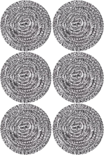 Stainless Steel Scourer Heavy Duty Scrubber Pads Steel Wool Pack of 6,40g