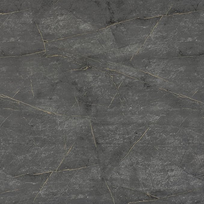 JSEVEM 31"×157" Extra Wide Thick Darker Grey Cyan Gold Pattern Marble Wallpaper Peel and Stick Waterproof Faux Glossy Textured Gray Marble Contact Paper Vinyl Granite Wall Sticker for Bathroom Walls