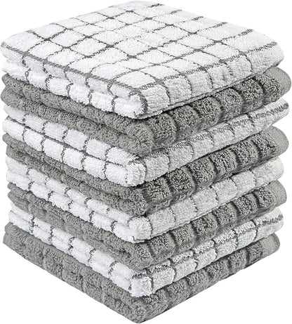 Bumble Dish Cloths (8 Pack) | 12" x 12" | 100% Cotton Kitchen Towels | 405 GSM | Soft, Highly Absorbent & Durable Dish Towels for Kitchen | Gray