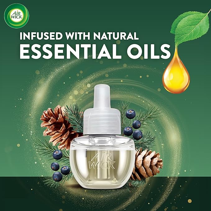 Air Wick Plug-In Scented Oil Refill, 5 Ct, Fresh Pine and Juniper, Air Freshener, Essential Oils, Fall Scent, Fall Décor