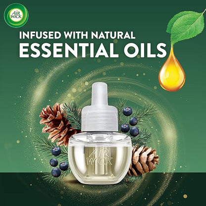 Air Wick Plug In Scented Oil Refill, Infused with Essential Oils, Plug In Air Fresheners for Home, Fresh Pine & Juniper, 4 ct