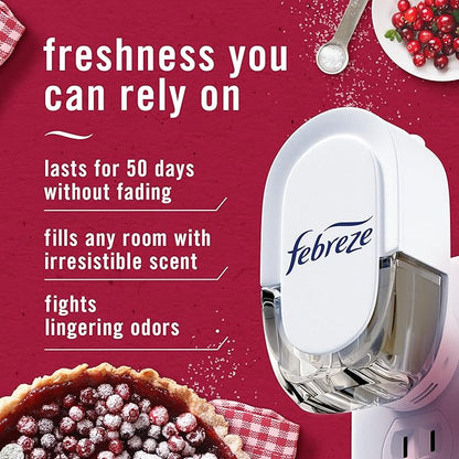 Febreze Plug In Air Freshener, Odor-Fighting Scented Oil Refill, Air Fresheners for Home and Bathroom and Kitchen, Long Lasting for Strong Odors, Cranberry Crumble Scent, 0.87oz Refills, 2 Count