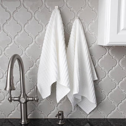 Ritz Royale Collection 100% Combed Terry Cotton, Highly Absorbent, Oversized, Kitchen Towel Set, 28" x 18", 2-Pack, Solid White