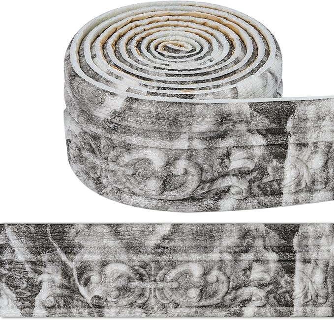 WAPANE 180'' Marble Polyethylene Foam 3D Wall Edging, Self Adhesive Wallpaper Border for Home, Hotel Decoration