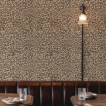 JiffDiff Leopard Print Peel and Stick Wallpaper, Waterproof Removable Self Adhesive Textured Wall Paper, Yellow Unique Funky Cheetah Contact Paper for Bedroom and Bathroom 120"X17.3"(14.4 sq. ft)