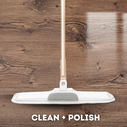 Quick Shine Ultimate Gold Clean + Polish Mop Kit | All-in-One 9 Pc Kit w/Interchangeable Attachments | No Batteries Needed | Pro Cleaning System for All Floor Types | 2-in-1 Mop