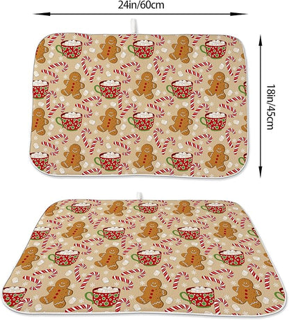 Christmas Drying Mat 18x24 Inches For Kitchen Counter Winter Brown Gingersnap Man Kitchen Decoration Drying Mat Decorative Pad for Kitchen Dining Room Christmas Decoration,Office Decor