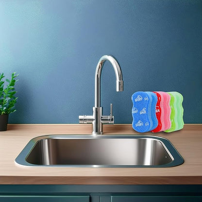 The Kosher Cook Parve Green Dishwashing Sponges, Easy Grip Wavy Absorbent Cleaning Scrub and Scouring Pad, Durable and Soft, Color Coded Home and Kitchen Accessories