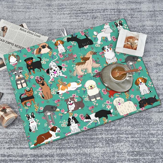 Dog Dish Drying Mat For Kitchen Microfiber Drying Mats Absorbent Reversible Dish Pad Draining Mats For Countertop Coffee Mats 18x24 Inch