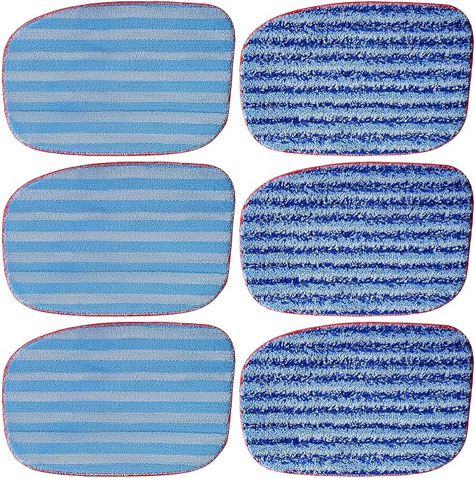 LOVECO 6 Pack Replacement Microfiber Mop Pad Compatible with Steam Cleaner McCulloch MC1385, MC1375, MC1270, Reusable & Machine Washable Steam Cleaner Accessories Model: A1375-100/A1375-101 (3+3)