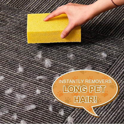 1 Pack Pet Hair Remover Sponge Cat and Dog Hair Sponge Rubber Pet Fur Lifter Removal Tool, Remove from Furniture, Carpet, Bedding, Clothing, 6.26 x 3.28 x 1.89 Inch (Yellow)