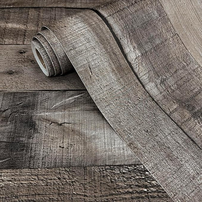 Livebor Gray Shiplap Peel and Stick Wallpaper Wood Contact Paper 17.7”x 590.5” Distressed Wood Wallpaper Peel and Stick Wooden Wall Gray Contact Paper Rustic Shiplap Plank for Walls and Countertops