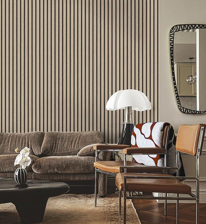 myforHD Wallpaper Peel and Stick Wood Grating Stripe Self-Adhesive Wallpaper Faux Wood Contact Paper Wood Slats Self Adhesive Wall Paper PVC Vinyl Film Removable Waterproof 17.3" x 393"