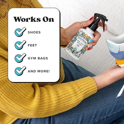 Sole-Pourri Shoe Deodorizer + Foot Spray, 3.4 Fl Oz, Up to 150 Uses, Funk-Fighting Odor Freshener with Essential Oils, for Smelly Shoes, Feet & Gym Bags, Citrus & Mint Scent
