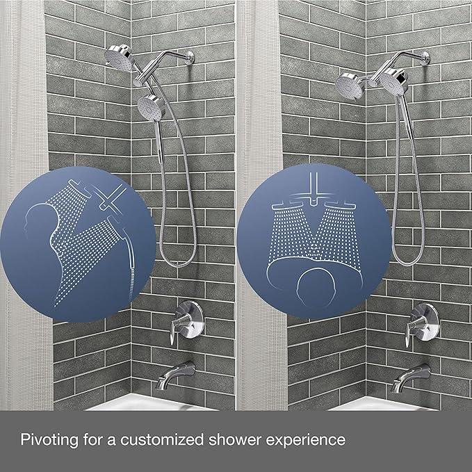 KOHLER 23218-BL Awaken 2-in-1 Multifunction Shower Combo Kit, Rotating Showerhead and Handshower Set, 2.5 GPM, Matte Black