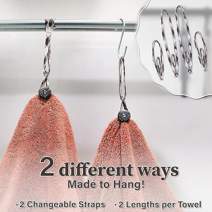 myHomeBody Hand Towels with Hanging Loops, Absorbent Charcoal Fiber Cleaning Clothes with Coconut Shell Button for Kitchen, Round Shape, Set of 2, Brick Red