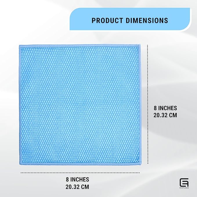 Eco-Fused Double Sided Cleaning Cloths - 6 Pack - 8 x 8 inch - Fishscale and Suede Cloth for Stainless Steel, Windows, Mirrors, Smartphones, LCD, Screens, Camera Lenses, Delicate Surfaces