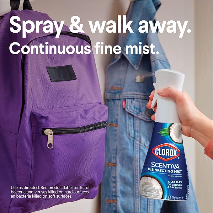 Clorox Scentiva Disinfecting Mist, Coconut and Waterlily, Refill, 16 Fluid Ounces Each, Pack of 3