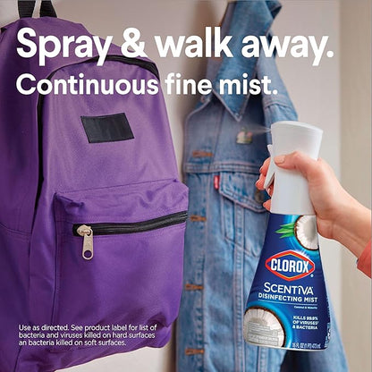 Clorox Scentiva Disinfecting Mist, Coconut and Waterlily, Refill, 16 Fluid Ounces Each, Pack of 3
