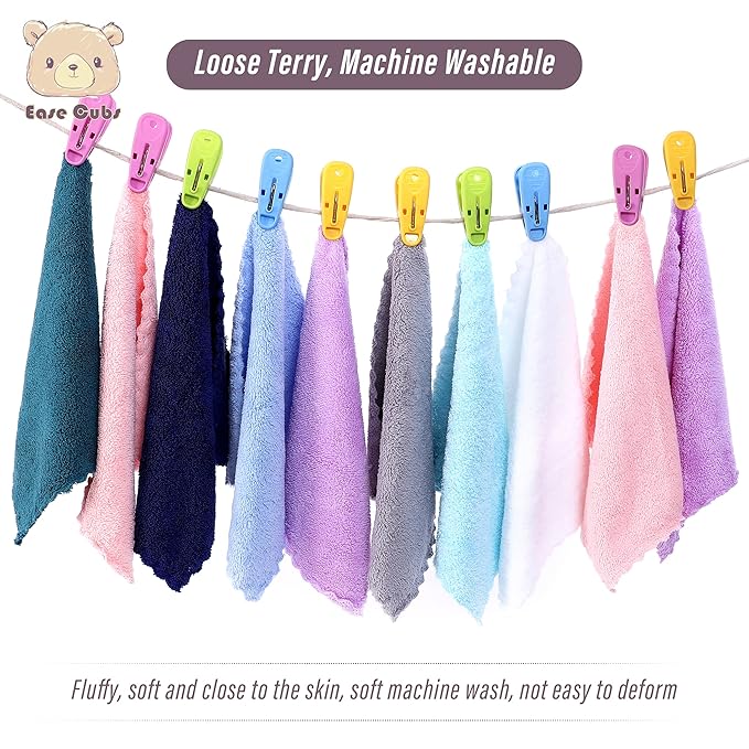 24 Pack Baby Washcloths - Ultra Soft Absorbent Wash Cloths for Baby and Newborn, Gentle on Sensitive Skin for Face and Body, 8" by 8" Multicolor
