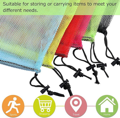 18"X24" 6Pcs Mesh Laundry Drawstring Bag Nylon Drawstring Gym Bag with Cord Lock Closure