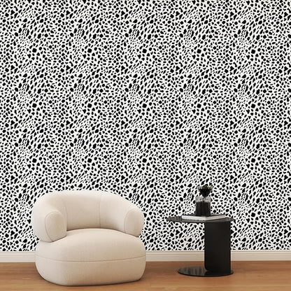 Vinjiasin Black and White Dalmatian Peel and Stick Wallpaper – Modern Spot Print Removable Wallpaper for Bedroom, Nursery, Bathroom & Accent Walls, Self Adhesive Waterproof Wall Decor,17"x120"