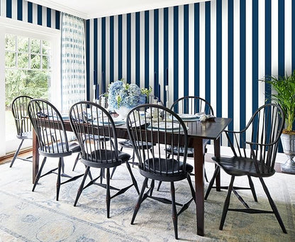 Guvana 17.7"x197" Navy Blue Wallpaper Striped Peel and Stick Wallpaper Blue and White Contact Paper Modern Self-Adhesive Removable Wall Paper for Bedroom Livingroom Decor