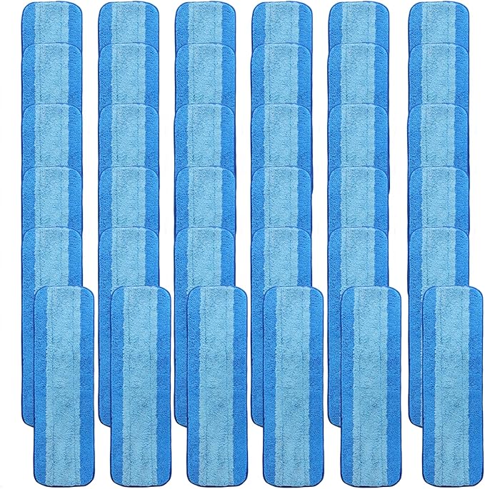 AmaVins 36 Pack Microfiber Cleaning Pads, Reusable Microfiber Mop Pads for 18 Inch Mop, Hardwood Floor Replacement Cleaning Mop Pads, Machine Washes
