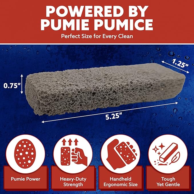 PUMIE Pumice Scouring Stick for Cleaning Toilet Rings Stain & Hard Water Rings, Extra Strong Heavy Duty Pumice Stone for Toilet Cleaning, Rust, Grills, Tough Bathroom, Ovens, Pools & Tubs - Pack of 1